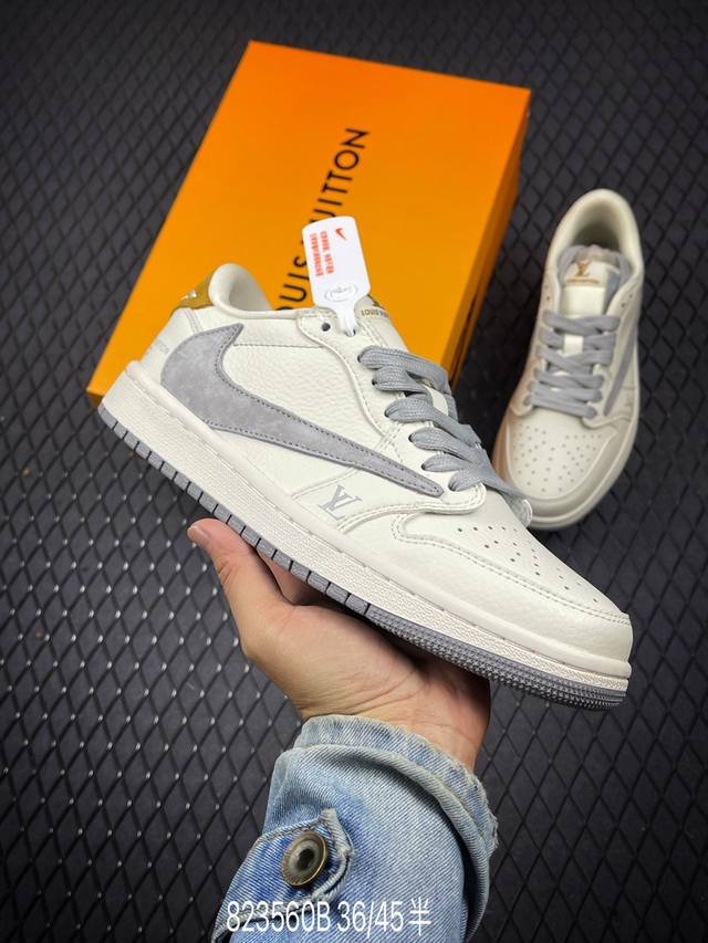 Travis Scott X Fragment Design X Jordan Air Jordan 1 Low Og Sp Aj1 乔1 Lv米白火星灰 低帮