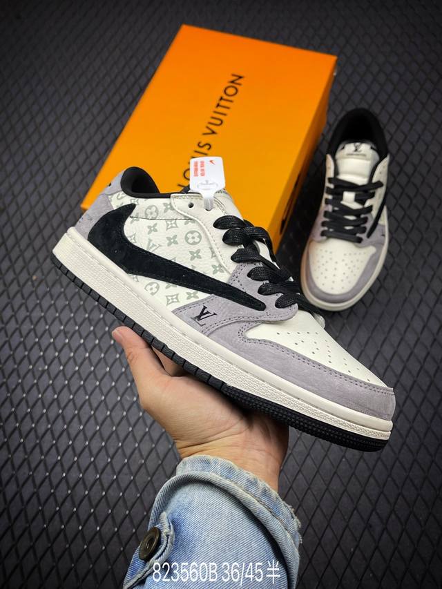 Travis Scott X Fragment Design X Jordan Air Jordan 1 Low Og Sp Aj1 乔1 Lv灰黑猪八印花 低