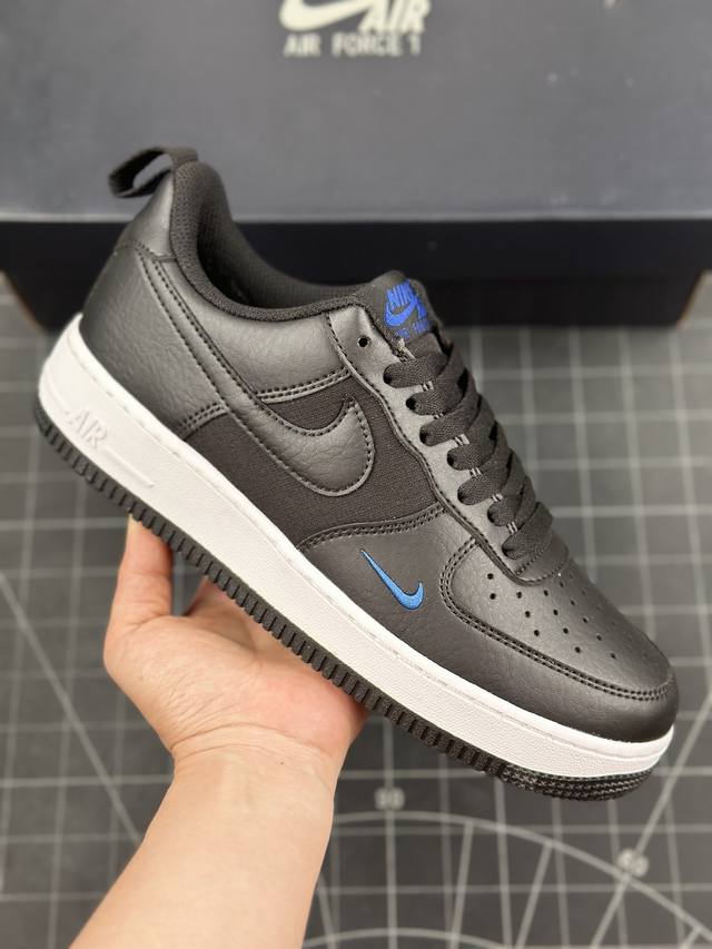 Nike Air Force 1 Low 黑蓝小勾 空军一号低帮运动休闲板鞋 原楦头原纸板 打造纯正空军版型 专注外贸渠道 全掌内置蜂窝气垫 原盒配件 原厂中底