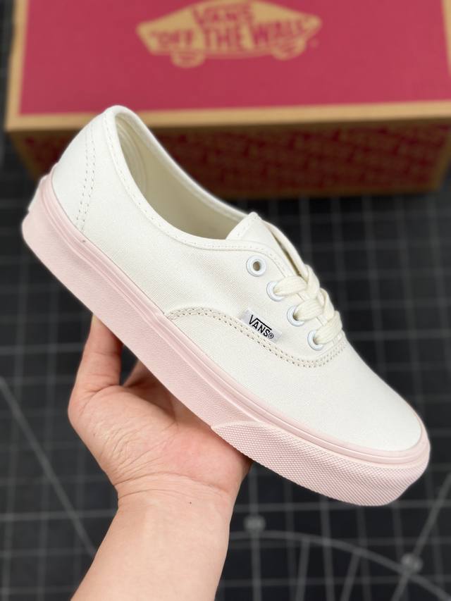 范斯vans Authentic Era 埃拉系列低帮系带复古帆布休闲运动板鞋“帆布米白冰淇淋粉” 男女鞋真标硫化工艺#升级正确原装铝楦数据楦型#精准收腰起翘牛