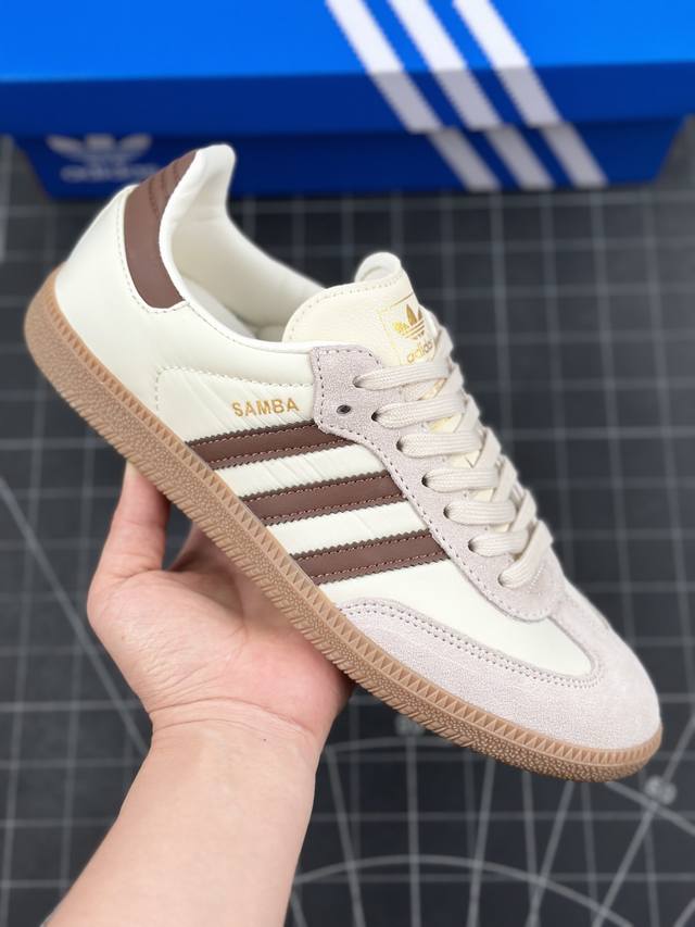 阿迪达斯 三叶草adidas Originals Samba Og桑巴舞系列绅士德训足球风百搭低帮休闲运动板鞋 #男女鞋半码制#采用荔枝纹纤维革组合磨砂革鞋面材