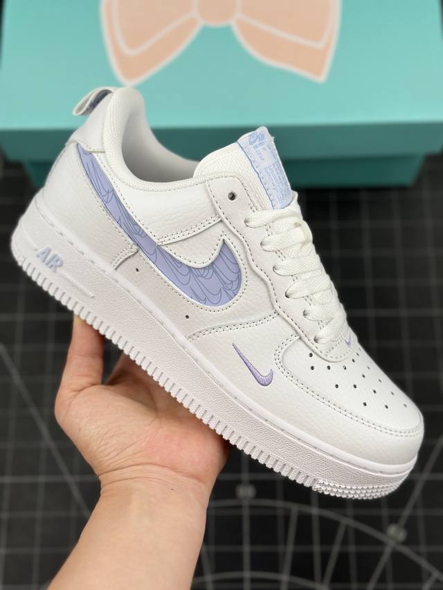 Nk Air Force 1‘07 Low ”Hazy Purple“ 夏日小清新迷离紫 空军一号低帮休闲运动板鞋 #原楦数据开发版型 采用软质荔枝纹牛剖皮革鞋