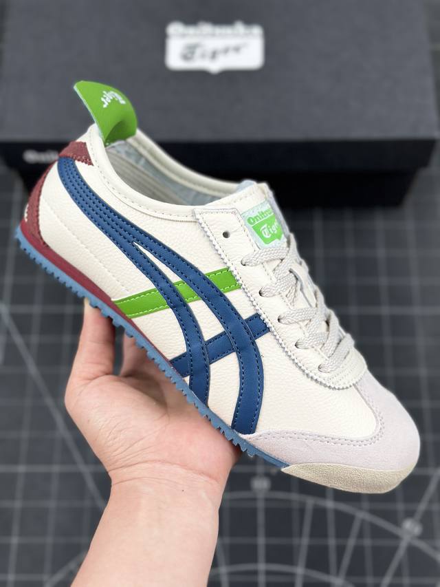 公司级onitsuka Tiger Mexico 66 阿斯克斯 鬼冢虎 低帮减震支撑低邦运动休闲鞋 这款鞋由皮革制成，具有鞋跟交叉加固设计，可提供更高的稳定性