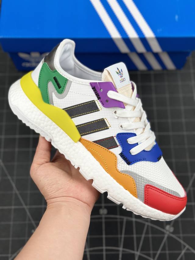 阿迪达斯adidas Nite Jogger 三叶草 夜行者 复古休闲运动跑鞋 原厂材料 原厂大底 私家独模 网布搭配头层皮拼接打造鞋面 极具复古风格鞋头及鞋跟