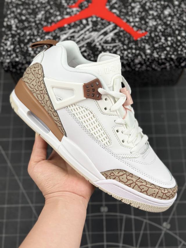 Air Jordan 3.5 Spizike Low 低帮 白棕粉 Aj3.5 乔丹3.5代 斯派克李 乔丹篮球鞋系列 鞋身整体以白色皮革打造，加入棕色点缀，融