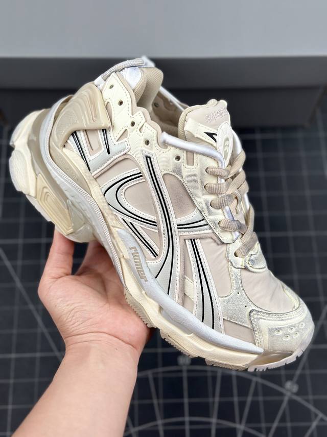 Ok版 公司级 Balenciaga Runner Sneaker”Grey Black Blue Red“慢跑系列低帮复古野跑潮流姥爹风百搭休闲运动慢跑鞋 原