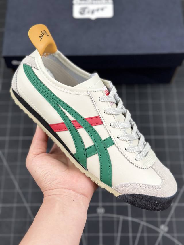 公司级onitsuka Tiger Mexico 66 阿斯克斯 鬼冢虎 低帮减震支撑低帮运动休闲鞋 这款鞋由皮革制成，具有鞋跟交叉加固设计，可提供更高的稳定性