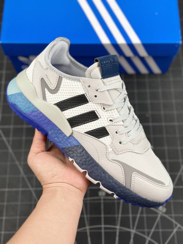 公司级阿迪达斯三叶草 Adidas Nite Jogger 经典运动跑鞋 夜行者复古跑鞋 原厂材料 原厂大底 私家独模 网布搭配麂皮拼接打造鞋面 极具复古风格鞋