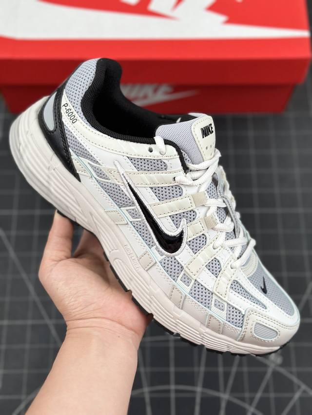 浓郁复古风，耐克nike P-6000 Nplatinum Tint Black 系列低帮复古老爹风休闲运动舒适慢跑鞋“米灰黑” #男女鞋真标半码制#升级原楦原