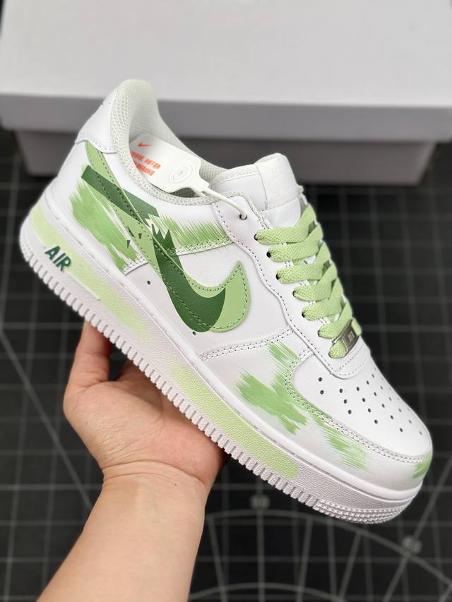 公司级nk Air Force 1'07 Low 二次元主题 手绘 断裂 三勾阴影 空军一号绑带低帮休闲板鞋 #定制皮料 原厂3D打印 定制鞋盒 原楦原纸板 纯