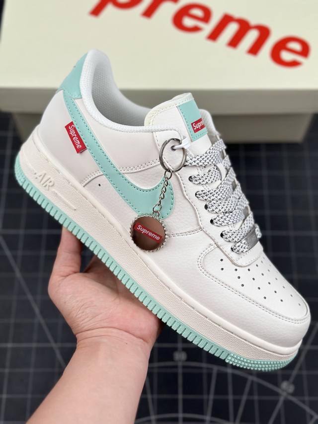 公司级nike Air Force 1 '07 Lv8 “Supreme联名--青春绿”空军一号 低帮 运动休闲鞋 折边针车 工艺难度大 原楦头原纸板 原装鞋盒