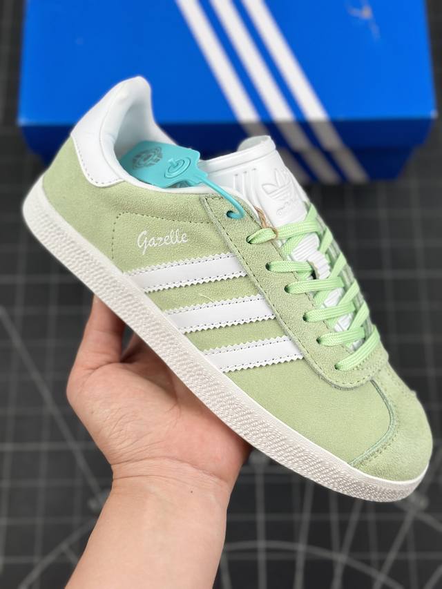 阿迪达斯adidas Originals Gazelle 90 羚羊90复刻版系列复古百搭德训风低帮休闲运动板鞋“翻毛浅绿白” #女鞋半码制#原楦开发版型#采用