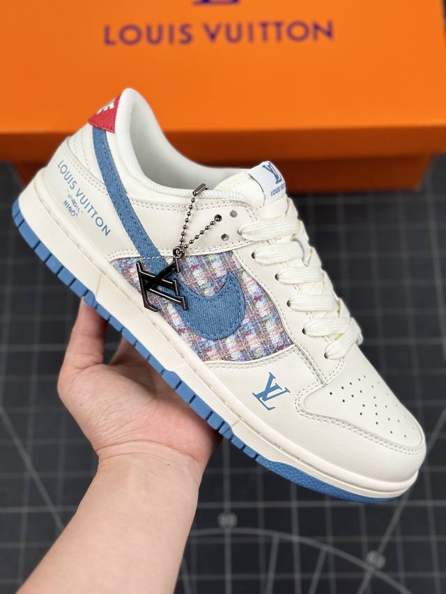 公司级 Nike Sb Dunk Low“Lv联名 米蓝小香风” 周年高端定制 低帮休闲板鞋 定制鞋盒 大厂纯原品质出货 超高清洁度 皮料切割干净无任何毛边 细