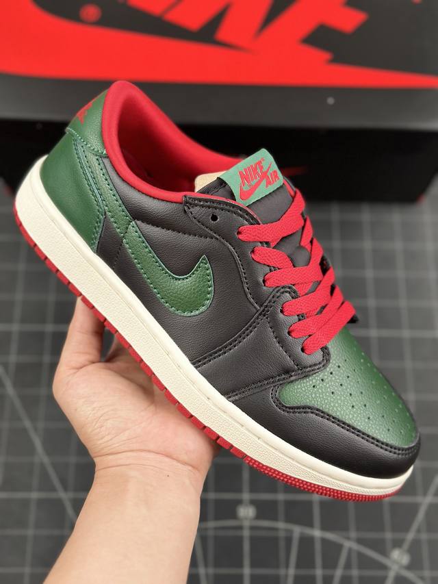 耐克nike Wmns Air Jordan 1 Retro Low Og Black Gorge Green Aj1乔丹一代低帮经典复古文化休闲运动篮球鞋“皮