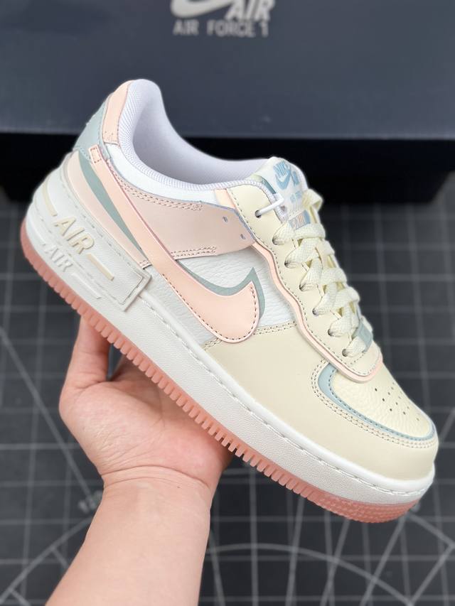 耐克 W Nike Air Force 1 Shadow 全新少女系解构主义设计 马卡龙空军一号轻量增高低帮百搭板鞋 #双层轻量eva发泡中底+防滑rb橡胶外圈