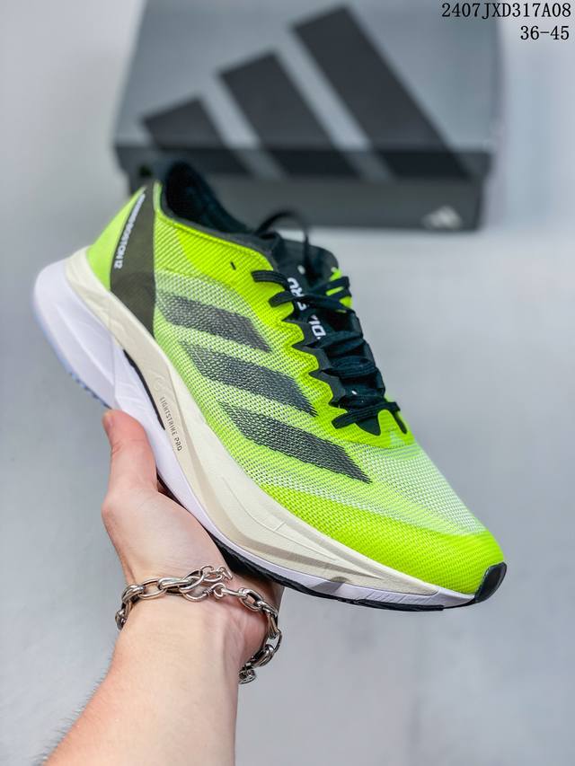 Adidas Adizero Boston 12系带网布减震耐磨低帮跑步鞋女款蓝白色 07Jxd317A08