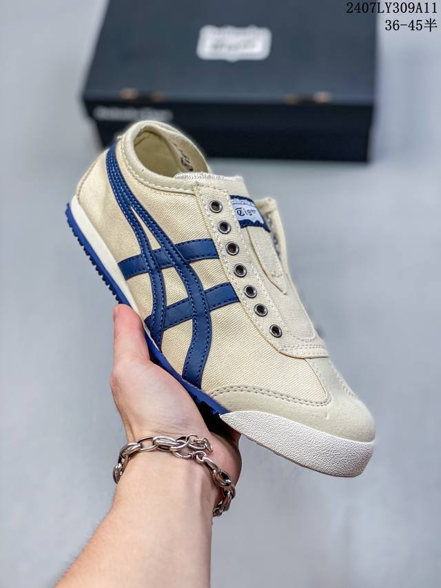 公司级onitsuka Tiger鬼冢虎 Mexico 66 Slip-On 一脚蹬低帮夏季透气运动休闲鞋 货号:1183B772-101 尺码:36 37 3