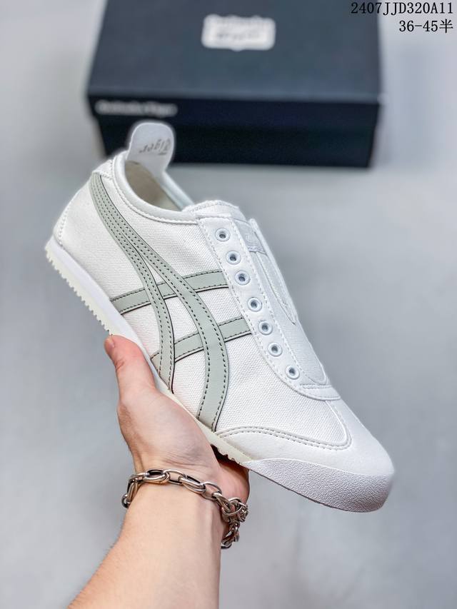 公司级onitsuka Tiger鬼冢虎 Mexico 66 Slip-On 一脚蹬低帮夏季透气运动休闲鞋 货号:1183B772-101 尺码:36 37 3