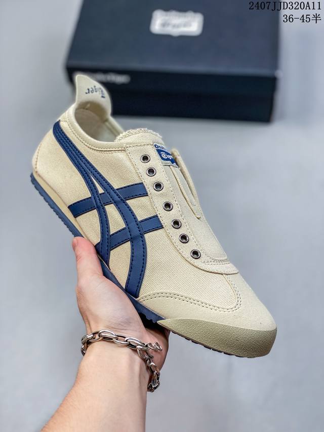 公司级onitsuka Tiger鬼冢虎 Mexico 66 Slip-On 一脚蹬低帮夏季透气运动休闲鞋 货号:1183B772-101 尺码:36 37 3