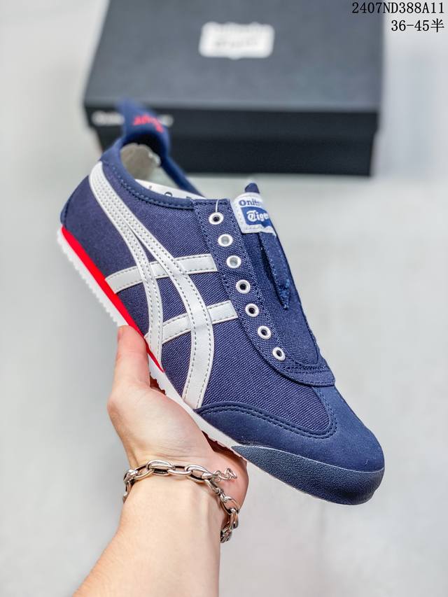 亚瑟士asics Onitsuka Tiger Slip-On鬼冢虎 一脚蹬 帆布鞋 货号：D3K0N 0143 码数：36 37 37.5 38 39 39.