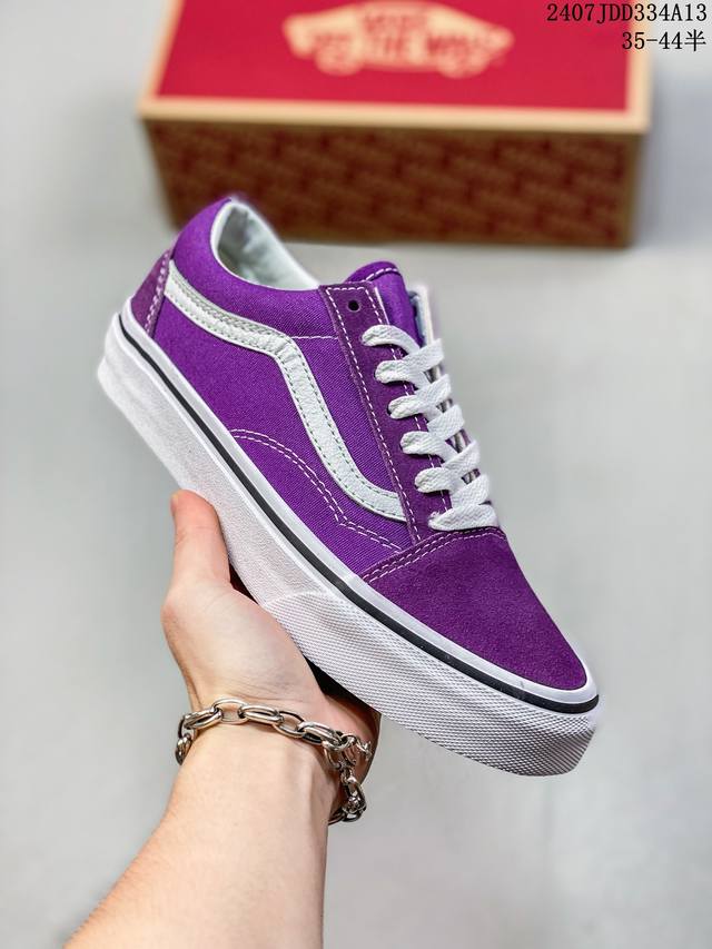 范斯官网vans Old Skool 防滑减震 低帮 板鞋 男女同款 紫白，帝王紫 货号:Vn0007Nt1N8 尺码：35 36 36.5 37 38 38.