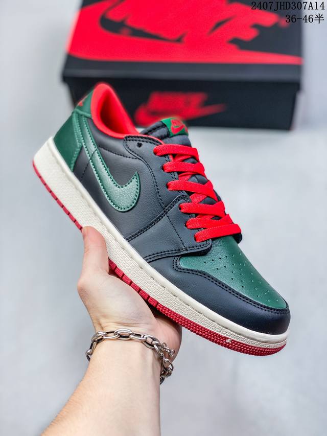 Air Jordan 1 Low 低帮 小丑黑红绿 Aj1 乔丹1代 Aj1 乔1 低邦 乔丹篮球鞋系列 07Jhd307A14