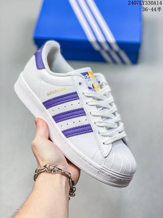 阿迪达斯adidas三叶草 Originals Superstar White Black Gold 贝壳头经典百搭休闲运动板鞋 货号：Gy5986 尺码:36