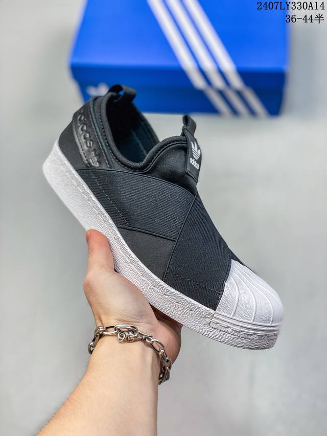 真标带半码ad Superstar Slip-On Shoes 绑带贝壳头一脚蹬板鞋 酷动城正品订单 顶级版本 拉帮工艺区别市面通货 外围实体均可充正 07Ly