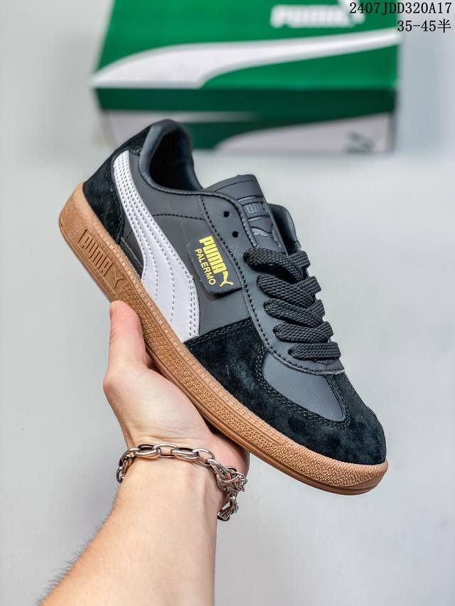 Puma Palermo Og经典休闲板鞋 彪马 防滑耐磨低帮德训板鞋 孔眼底座和脚趾凸起由绒面革材料制成 支持侧踏时的踏步工作 脚背和侧板采用尼龙网布 即使在