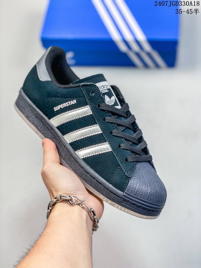 公司级阿迪达斯adidas三叶草 Originals Superstar”Sail Green Lace“贝壳头系列低帮经典百搭休闲运动板鞋 货号:Eg4959