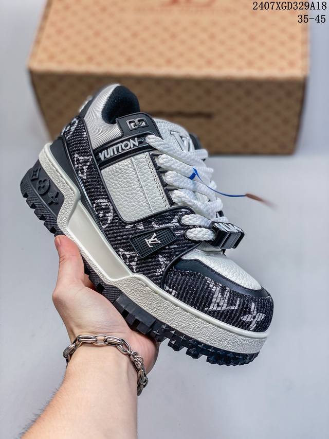 新货纯原级别 空胶工艺 高端零售专供louis Vuitton 路易威登 Lv Trainer 低帮休闲板鞋 海淘代购同渠道品质 品质提升 高端零售 外贸充正专