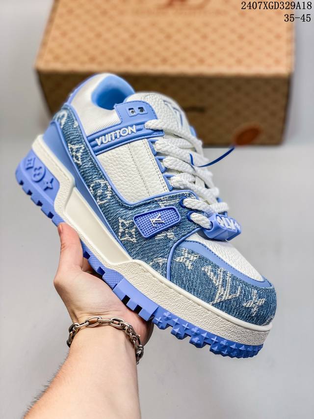 新货纯原级别 空胶工艺 高端零售专供louis Vuitton 路易威登 Lv Trainer 低帮休闲板鞋 海淘代购同渠道品质 品质提升 高端零售 外贸充正专