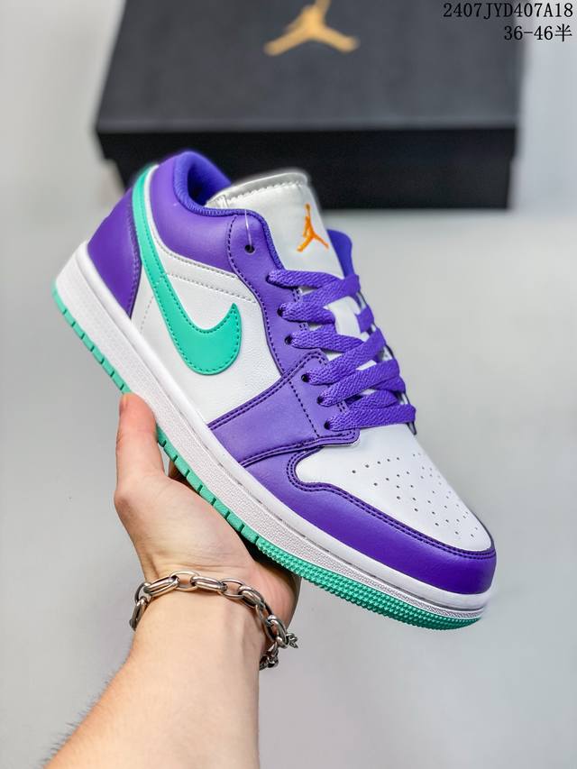 Jordan Air Jordan 1 Low Aj1舒适百搭防滑耐磨低帮复古篮球鞋白紫 货号:Hj9013-550 尺码:36-46 带半码 07Jyd407