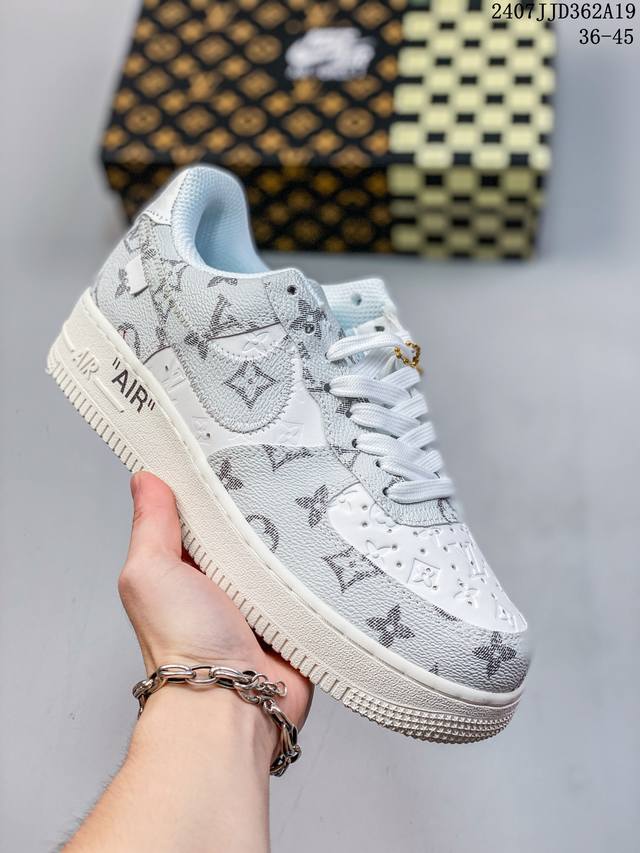 耐克nike Air Force 1 Low 路易威登lv 联名空军一号低帮百搭休闲运动板鞋。柔软、弹性十足的缓震性能和出色的中底设计，横跨复古与现代的外型结合