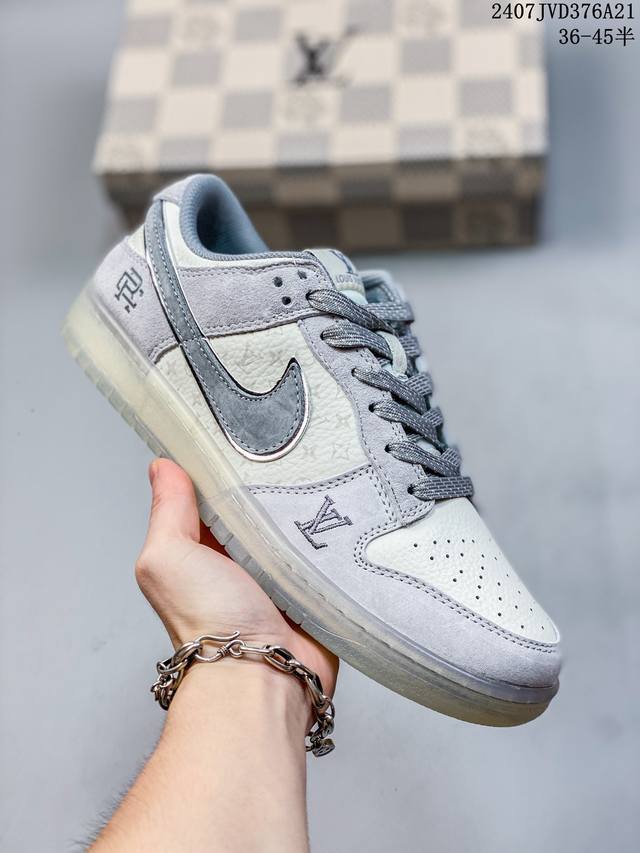 海外爆款限量发售！公司级 Nike Sb Dunk Low“Lv联名 米白银灰冠军” 夜光 周年高端定制 低帮休闲板鞋 定制鞋盒 大厂纯原品质出货 超高清洁度