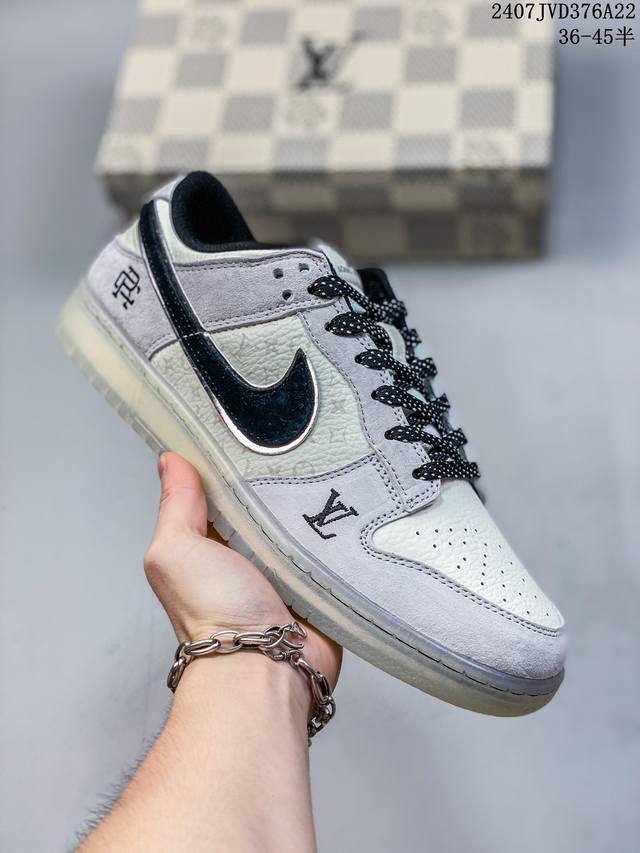 海外爆款限量发售！公司级 Nike Sb Dunk Low“Lv联名 米白橄榄绿” 周年高端定制 低帮休闲板鞋 定制鞋盒 大厂纯原品质出货 超高清洁度 皮料切割