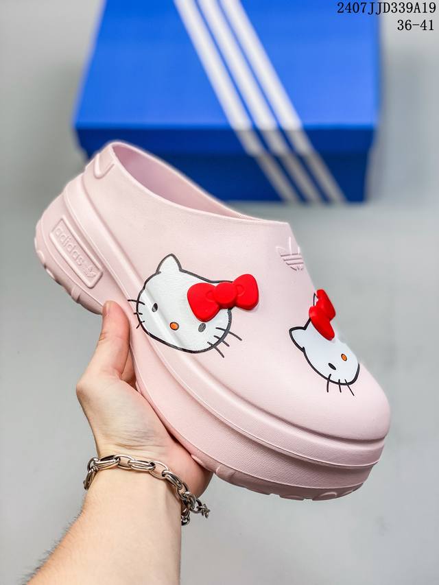 Adidas阿迪达斯女鞋 Hello Kitty粉色厚底穆勒厨师鞋凉拖鞋ih0280 尺码36-44 36-41 07Jjd339A19