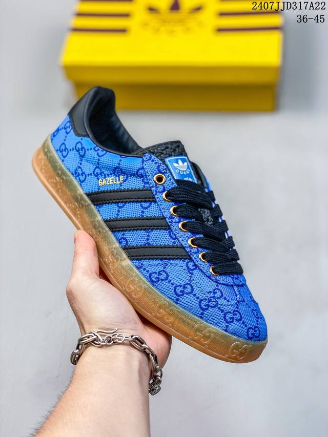 Adidas Originals X Gucci古驰低帮系带时尚板鞋 男款 蓝黑 07Jjd317A22