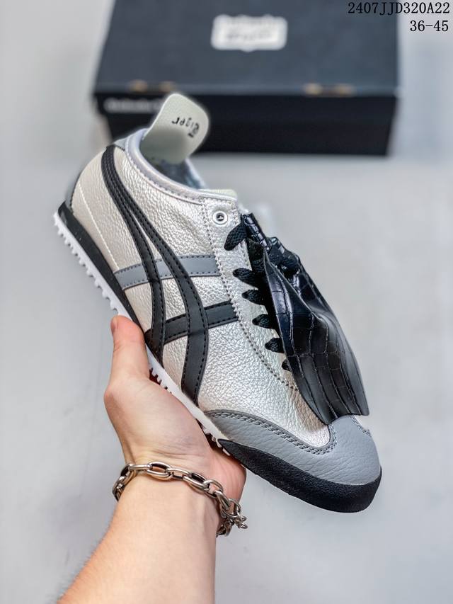 Asics 亚瑟士 Onitsuka Tiger 鬼冢虎 阿斯克斯 皮面原装四联吊牌 中底纸板钢印 日系轻便运动休闲鞋 货号：Dl408-0490 尺码：36