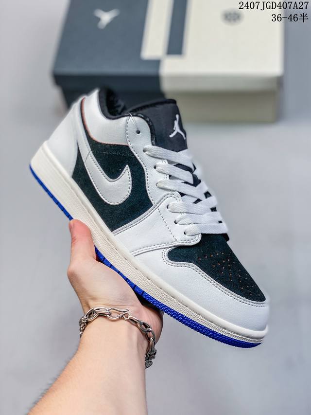 Jordan Air Jordan 1 Low Quai 54 舒适百搭防滑耐磨aj1低帮篮球鞋黑白 货号 : Hq0764-001 尺码 : 36-46 带半