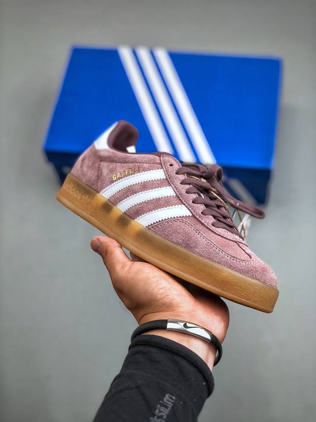 Adidas Gazelle Indoor Trainers 羚羊内训系列低帮复古百搭休闲运动德训风板鞋彬“翻毛光影子白生胶底”Ih5483 尺码：35-45