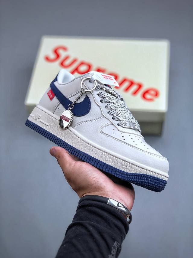 Supreme X Nike Air Force 1‘07 Low 联名深蓝 空军一号低帮休闲板鞋 #原楦头原纸板 原装鞋盒 定制五金配件 内置全掌气垫 原厂鞋