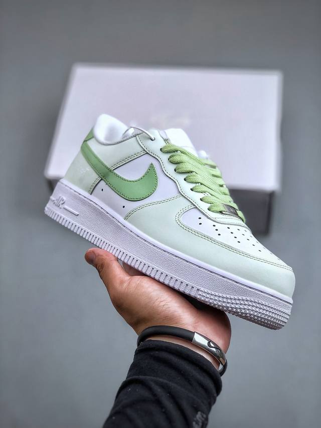 Nike Air Force 1 Low’07 8Weet Heart 青苹果 喷绘 空军一号低帮休闲板鞋 定制皮料 原厂3D打印 定制鞋盒 原楦原纸板 纯正空