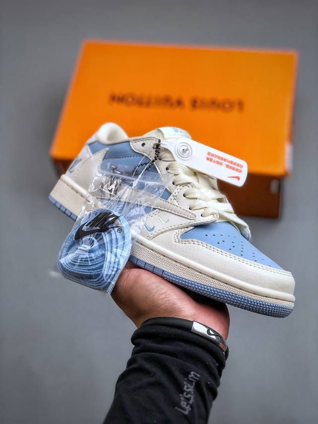 Travis Scott X Fragment Design X Jordan Air Jordan 1 Low Og Sp Aj1 乔1 Lv蔚蓝双勾 低帮文