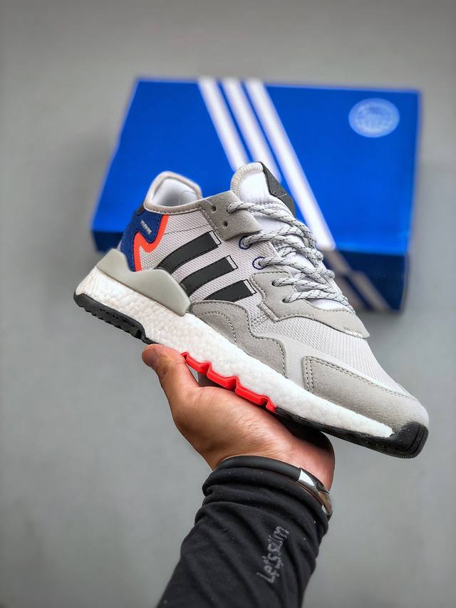 Adidas 阿迪达斯 Nite Jogger Boost 夜行者真爆大底复古跑鞋 货号：Fx6835 复古跑鞋原厂材料 原厂大底 私家独模 网布搭配麂皮拼接打