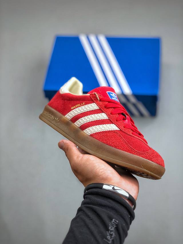 Adidas Original Gazelle Indoor Trainers 瞪羚室内鞋系列低帮复古百搭休闲运动德训风板鞋 红白if1808 高端零售特供批次