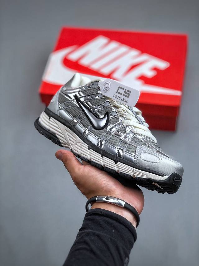 Nike P-6000 Premium Metallic Silver 系列低帮复古老爹风休闲运动舒适慢跑鞋“金属液态银黑”Cn0149-001 尺码：36-4