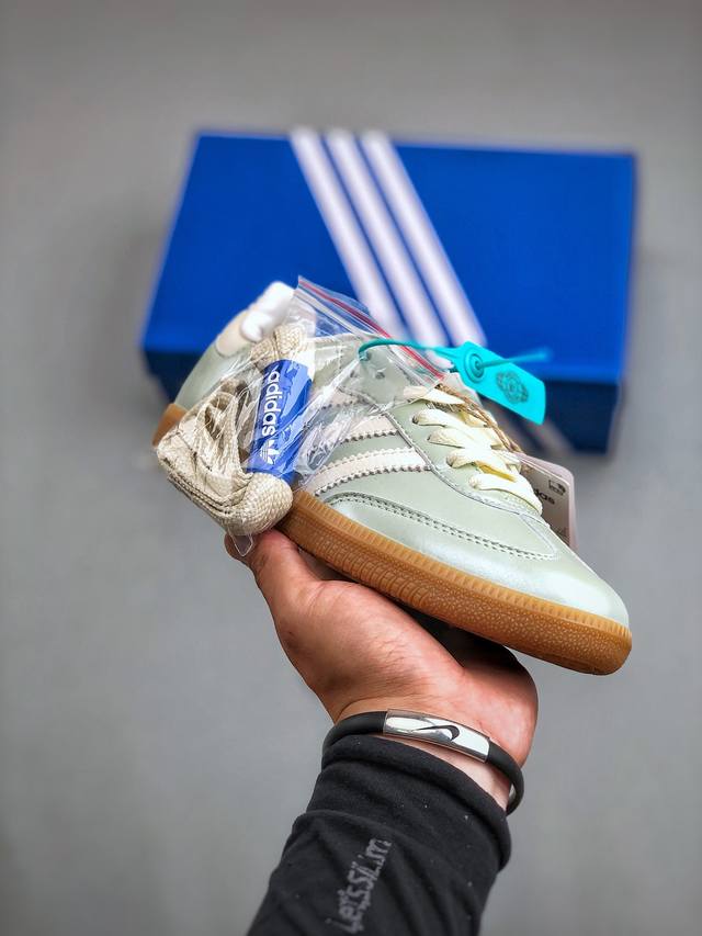 阿迪达斯 三叶草adidas Originals Samba Og桑巴舞系列绅士德训足球风百搭低帮休闲运动板鞋“皮革金属亚麻绿米白生胶底”Ig1965 尺码：3