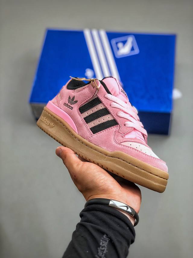 海外渠道版 原盒原标 Adidas Forum Low Cl 三叶草低邦 经典魔术贴复古板鞋 男女潮流头层皮休闲鞋 原楦原数据开发 采用牛培皮革材质 全头层皮鞋