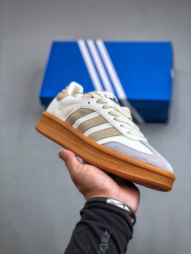 阿迪达斯adidas Samba Xlg Dark Grey 桑巴舞加大厚底版系列德训风百搭松糕休闲运动板鞋“绒面碳灰浅灰”If1690尺码36-45 半